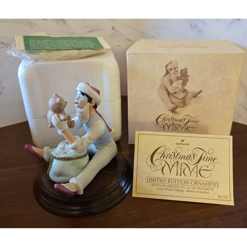 Vintage Hallmark Keepsake Christmas Time Mime Limited Edition Porcelain Ornament